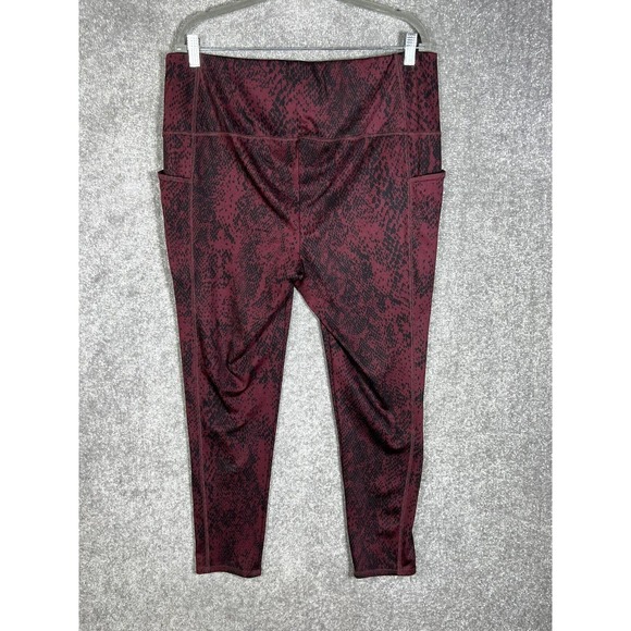 Chicos Zenergy Snake Skin Leggings Womens Size 3 US‎ Size XL (16) Pockets Maroon - Picture 2 of 10